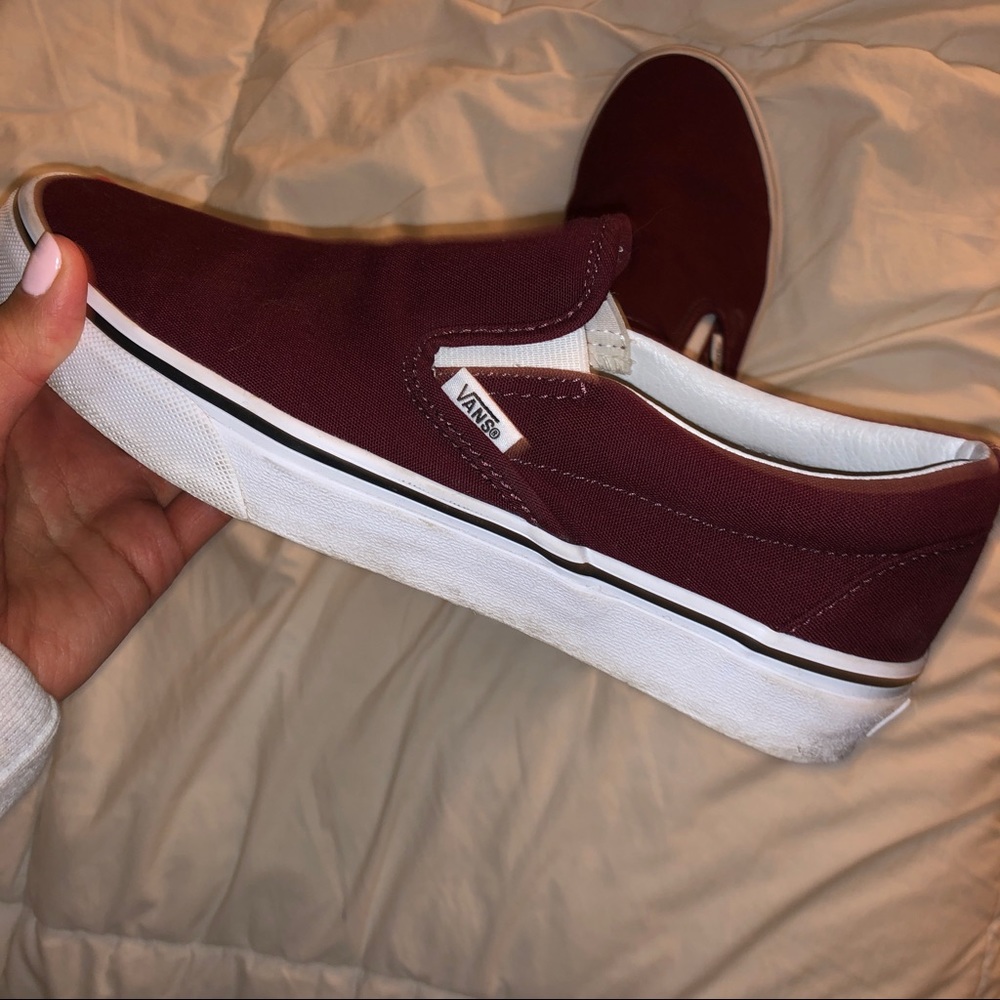 Maroon slip on vans